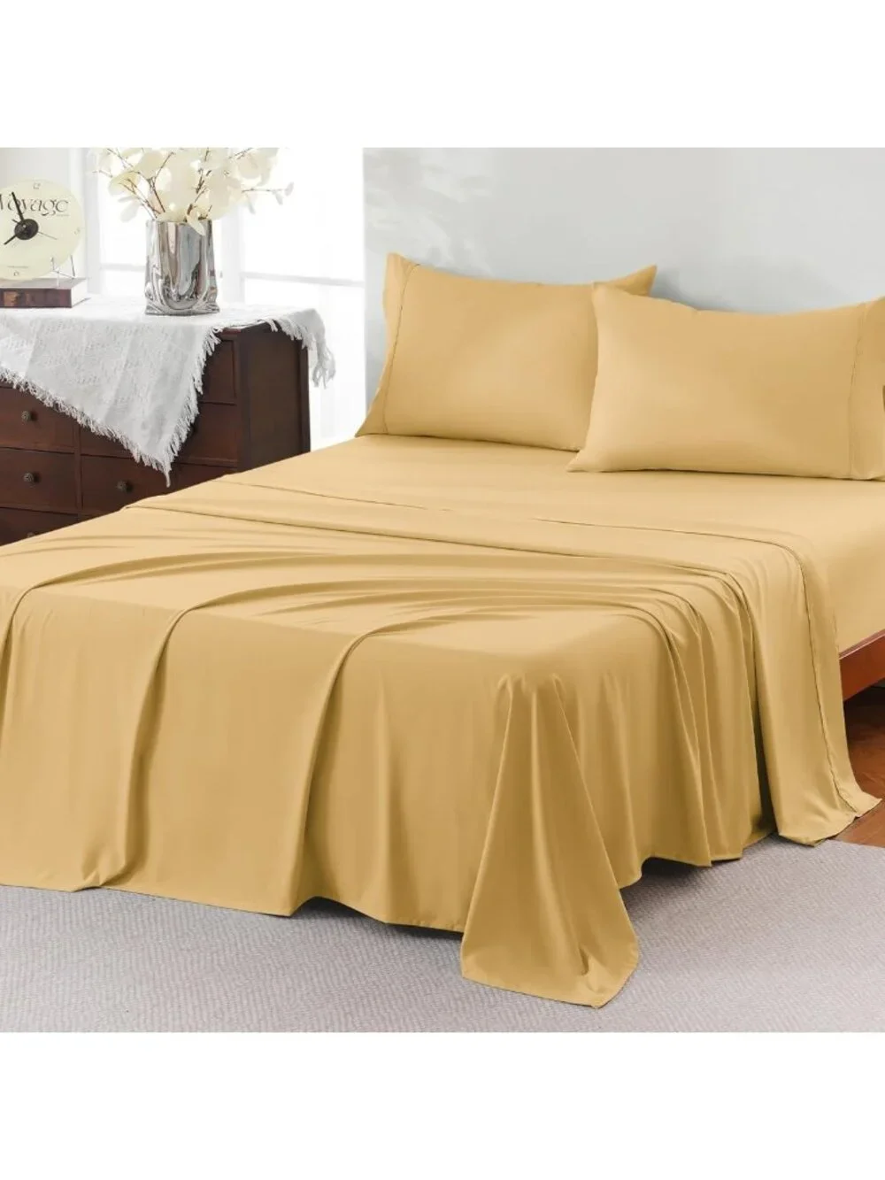Luxury King Sheet Set - 4 Pieces Soft Microfiber, Deep Pockets, Easy Care, Warm